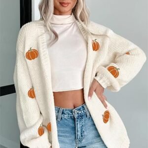 Cardigã feminino casual com estampa natalina