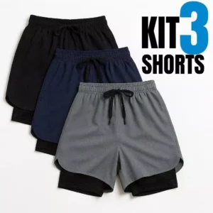 Kit 3 Shorts - 2 em 1 - Masculino